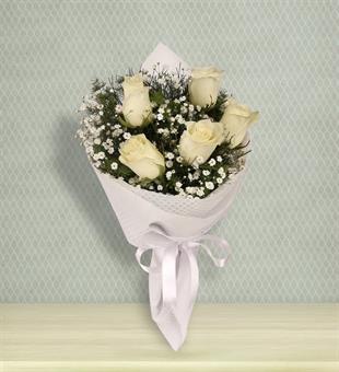 5 Beyaz Gül Buketi. Aşkın En Güzel Tarifi  Çiçek Buketleri