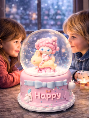 Happy Tavşanlı Kar Küresi – Sevimli Tavşan Figürlü Işıklı Müzikli Kar Küresi DOĞUM GÜNÜ HEDİYESİ