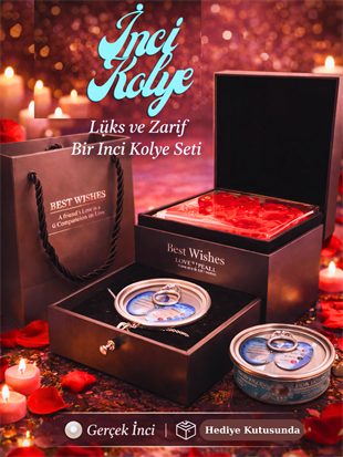 İstiridye İçinde Gerçek İnci Kolyeli Kırmızı Gül Kutusu Sevgiliye Hediye HEDİYE SETLERİ