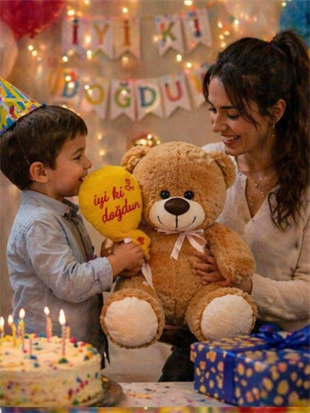 İyi Ki Doğdun Yazılı Peluş Ayıcık 50 cm PELÜŞ AYICIK