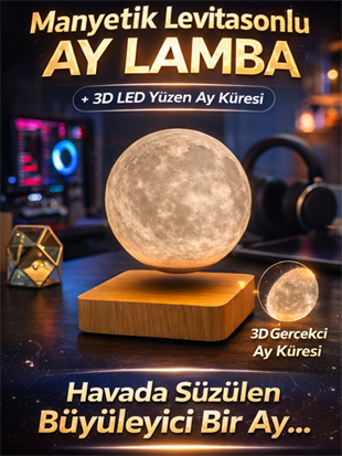 Manyetik Levitasyonlu Ay Lamba – 3D LED Yüzen Ay Küresi (Premium Seri) ÇOK SATANLAR