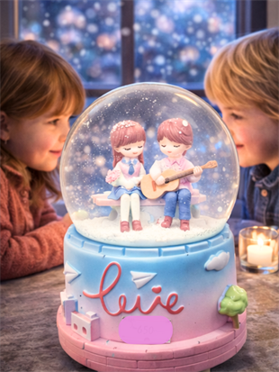 Romantik  Aşk Kar Küresi – Gitar Çalan Sevgili Figürlü Müzikli Kar Küresi DOĞUM GÜNÜ HEDİYESİ