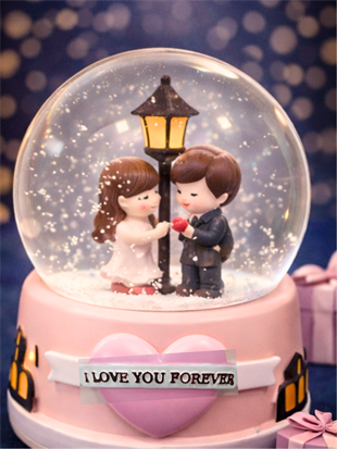 Romantik Kar Küresi Sevgili Çifti – I Love You Forever Müzikli Işıklı Kar Küresi DOĞUM GÜNÜ HEDİYESİ