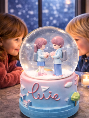 Romantik Teklif Kar Küresi – Çiçek Veren Sevgili Figürlü Müzikli Kar Küresi DOĞUM GÜNÜ HEDİYESİ