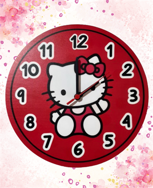 Hello Kıtty Çocuk Odası Duvar Saati Sessiz Mekanizma DUVAR SAATLERİ