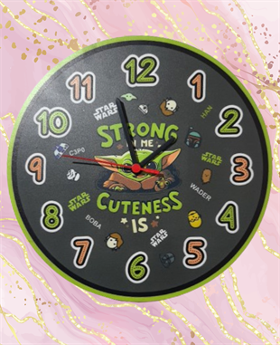 Yoda Çocuk Odası Duvar Saati Sessiz Mekanizma DUVAR SAATLERİ