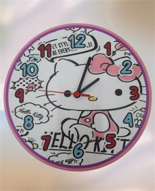 Hello Kıtty Çocuk Odası Duvar Saat Sessiz Mekanizmalı DUVAR SAATLERİ