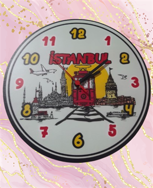 İstanbul Temalı Çocuk Odası Duvar Saati Sessiz Mekanizma DUVAR SAATLERİ
