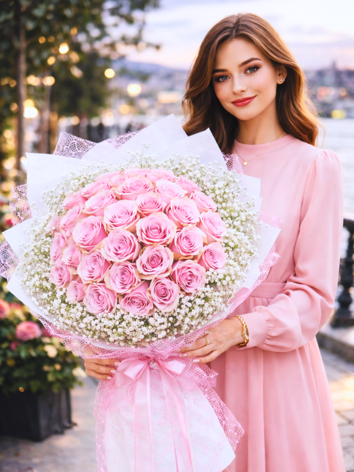 41 Pembe Gül Buketi – Hanbeyi Premium Aşk Koleksiyonu - Kız İsteme Buketim 41 Gül Buketi