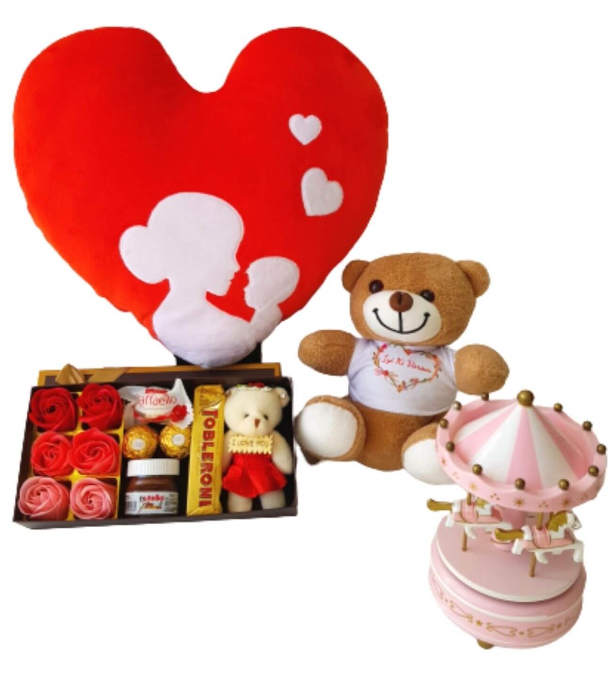 Hanbeyi Anne Bebek Kalp Yastık Gül Kutusu Ferrero Çikolata İyiki Varsın Ayıcık Pembe Atlı Karınca Yeni Doğan Hediye Seti;Yeni Doğan Hediye Seti
