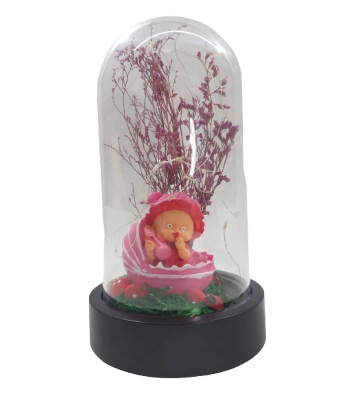 Hoş Geldin Bebek Kız Çoçuk Büyük Boy Işıklı Teraryum Fanus Kişiye Özel;