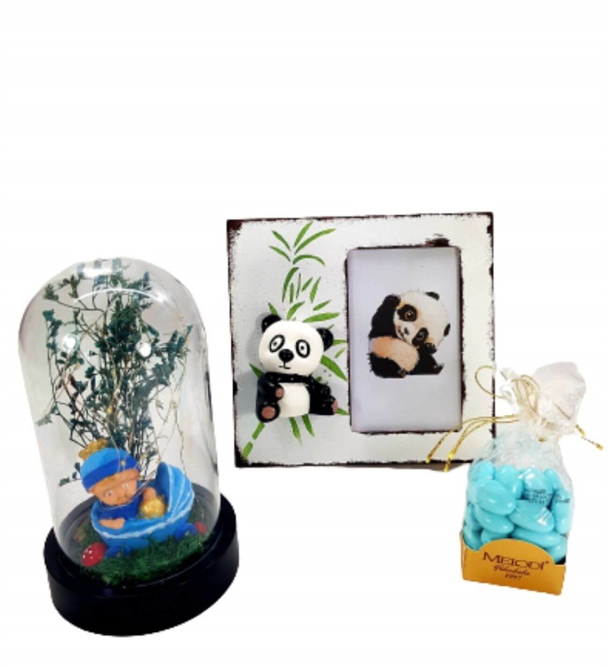 Hanbeyi | Yeni Doğan Büyük Boy Işıklı Teraryum Kişiye Özel Panda 3D Çerçeve  Melodi Çikolata