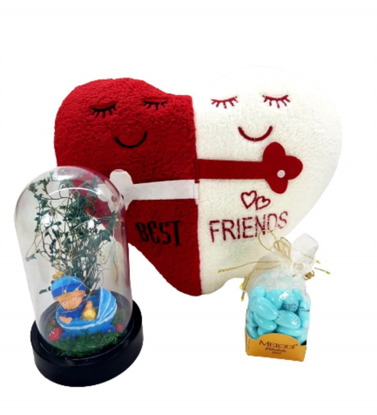 En İyi Arkadaşdan Yeni Doğan Hediyesi Büyük Boy Işıklı Teraryum Fanus Melodi Çikolata Kişiye Özel;