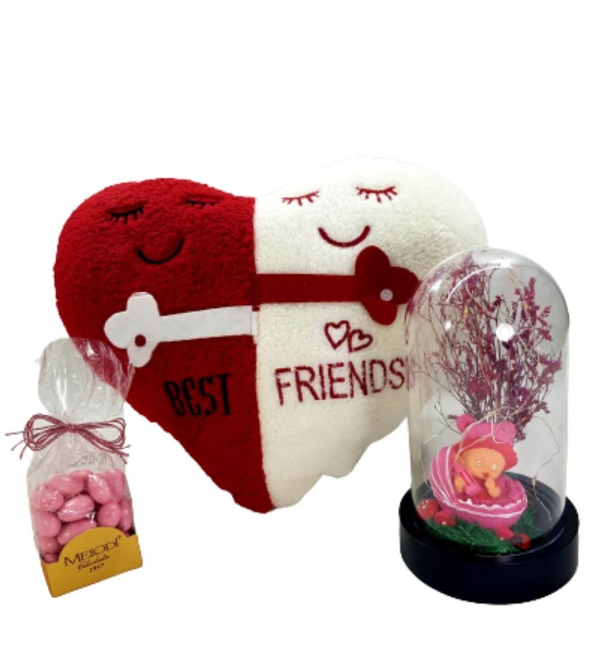 Hoş Geldin Bebek Hediyesi Büyük Boy Kız Işıklı Teraryum Best Friends Yastık  Melodi Çikolata Kişiye Özel;