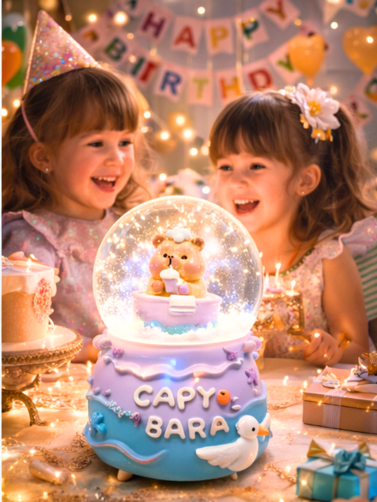 Capy Bara Kar Küresi – Işıklı Müzikli Püskürtmeli Kar Küresi DOĞUM GÜNÜ HEDİYESİ