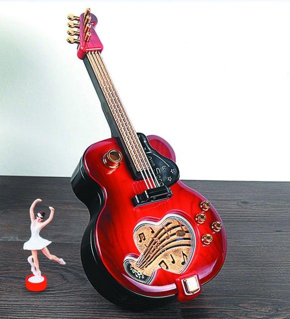 Nostaljik Gitar Görünümlü Balerinli Müzik Kutusu Sevgiliye Hediye  HEDİYE SETLERİ