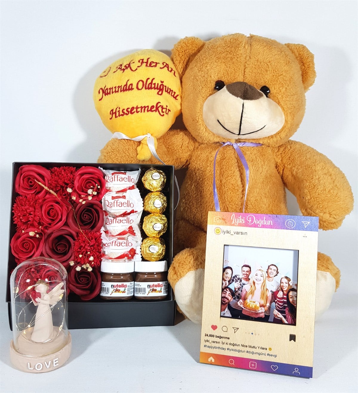 Kişiye Özel Sevgiliye Hediye İnstagram Çerçeve Işıklı Şans Meleği Ferrero Çikolata Hediye Setleri