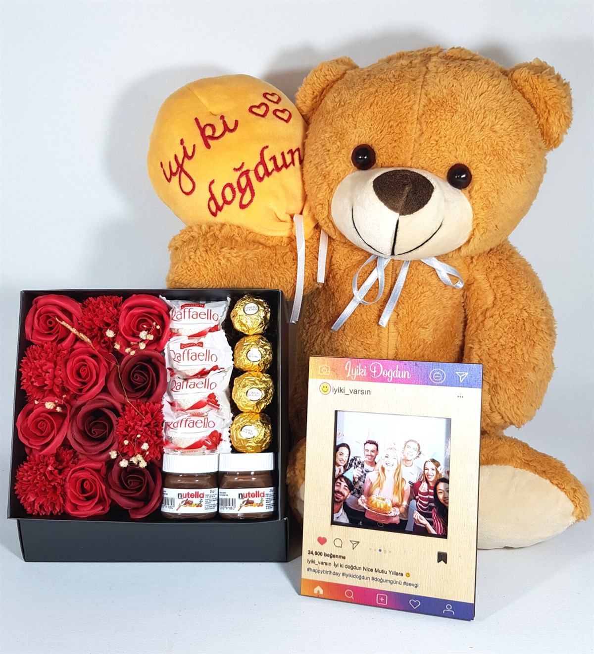 Kişiye Özel Doğum Günü Hediye İnstagram Çerçeve Fotoğraflı Ferrero Çikolata Hediye Seti Hediye Setleri