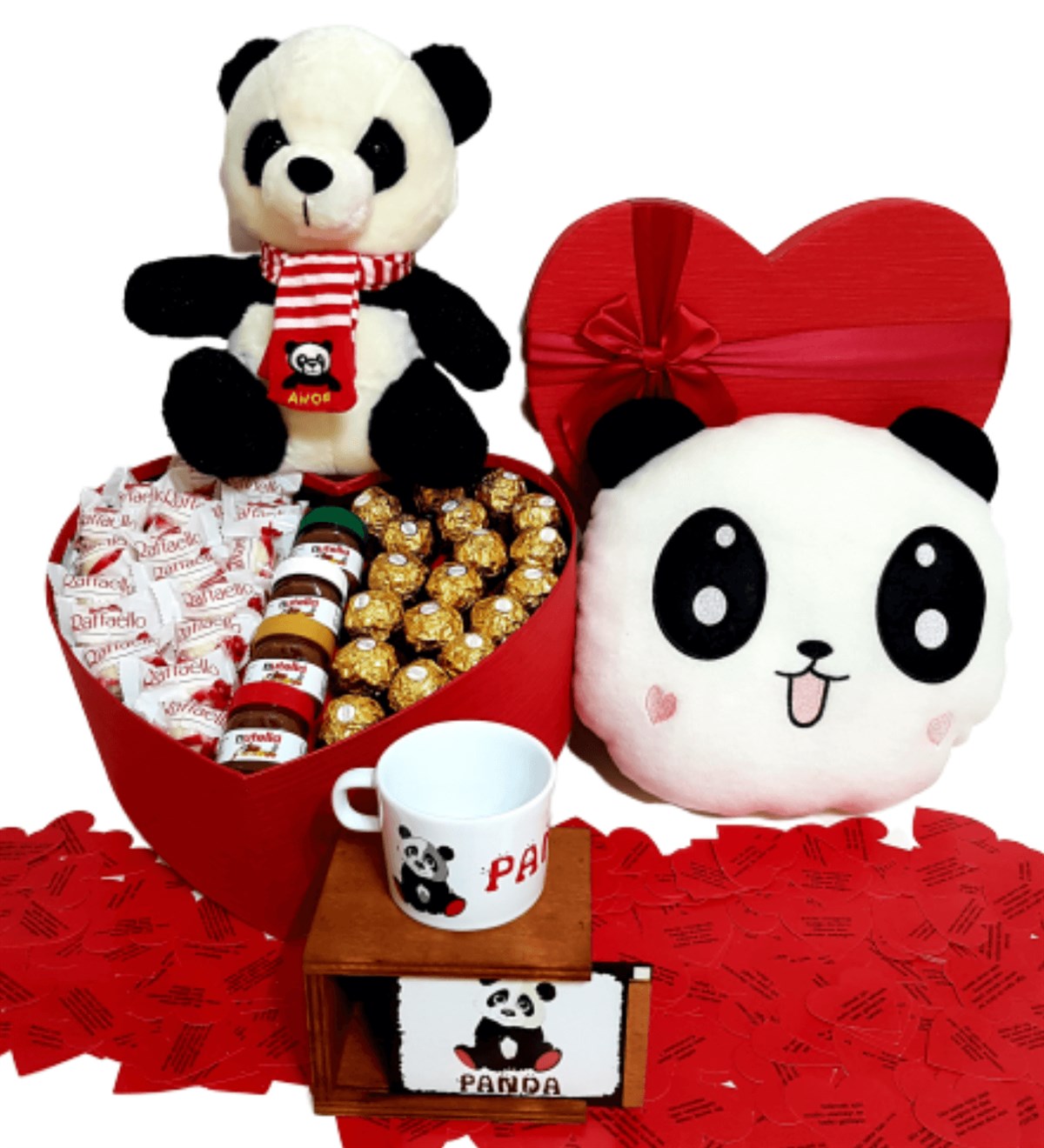 Arkadaşa Hediye Nutella Rocher Raffaello Çikolata Panda Kutulu Kupa Panda Yastık HEDİYE