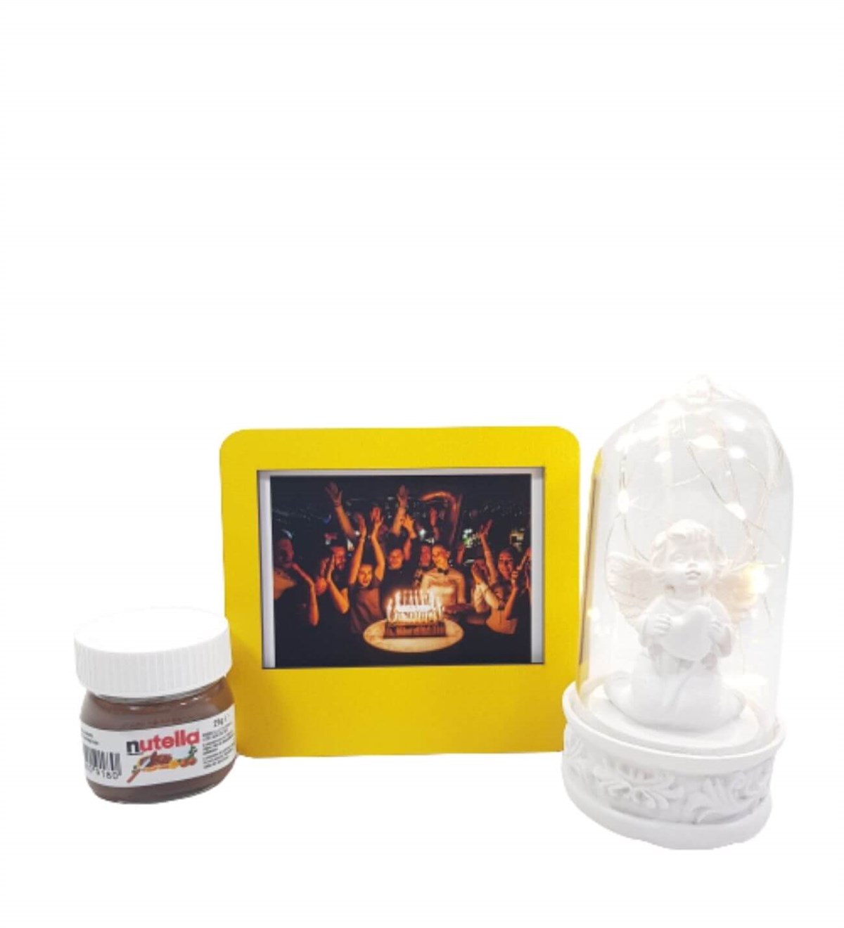 Kişiye Özel Masum Melek Işıklı Fanus Mini Nutella Hediye Seti Hediye Setleri