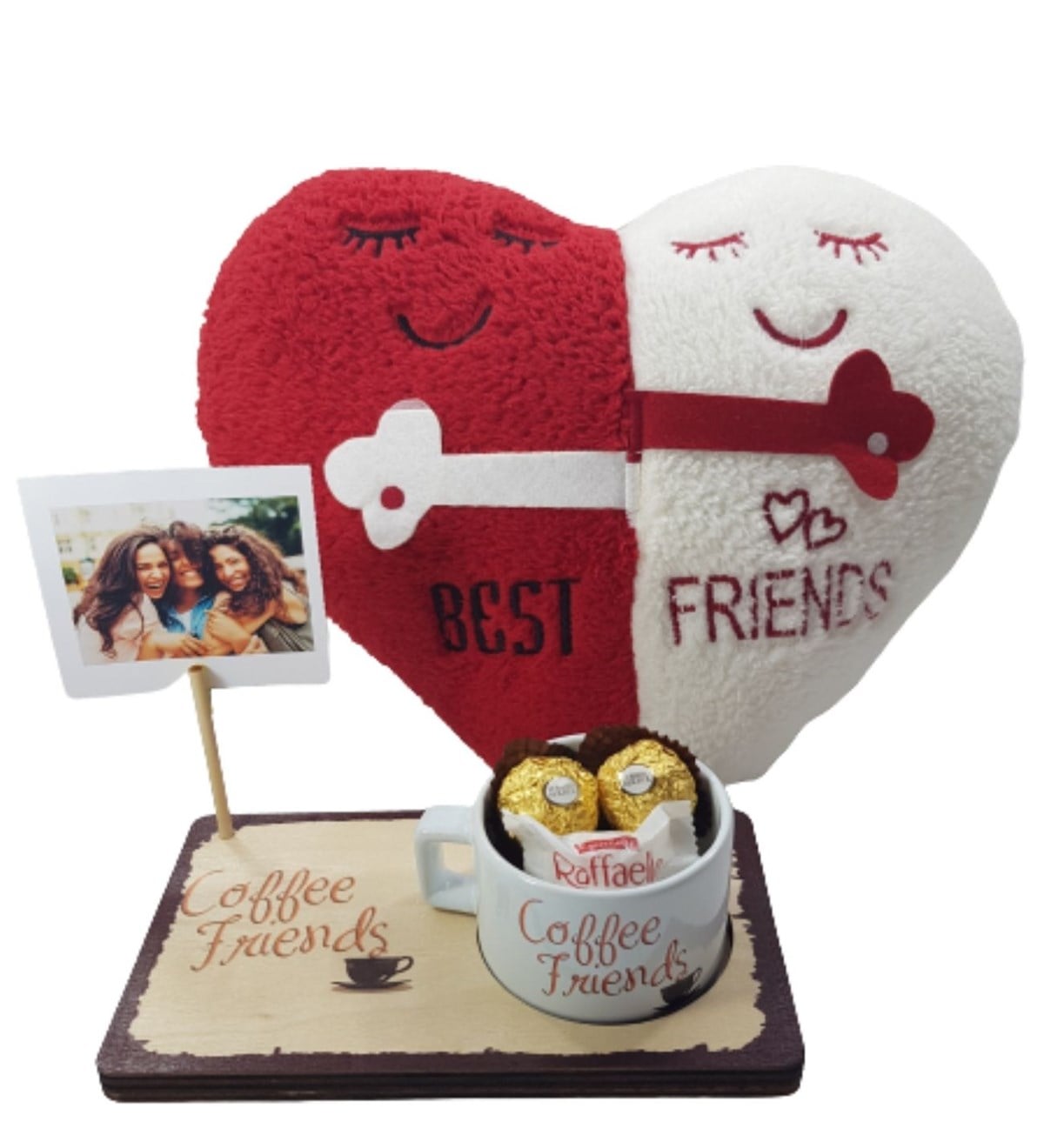 Best Friens Yastık Kahve Dostum Kupalı Fotoğraflı Çikolata Set Hediye Setleri