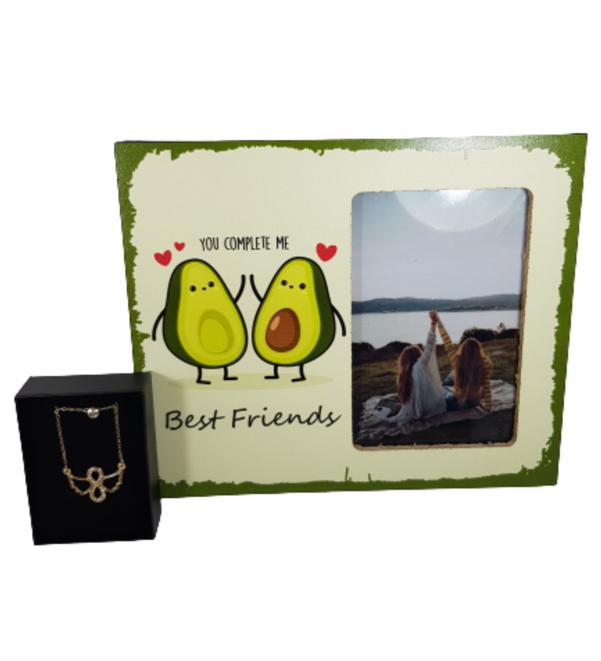 İkili Melek Kolye Kişiye Özel Baskılı Best Friends Fotoğraf Çerçevesi Hediye Setleri