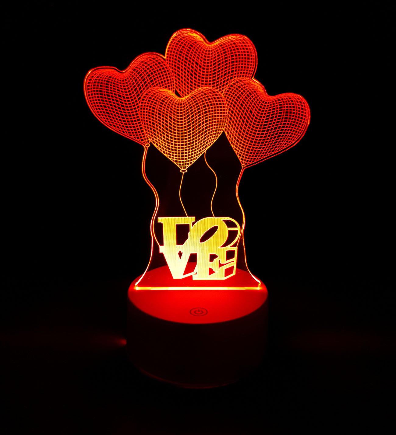 7 Renk Love Uçan Balonlar Sevgiliye Hediye 3D Dokunmatik Gece Lambası BANYO GURUBU