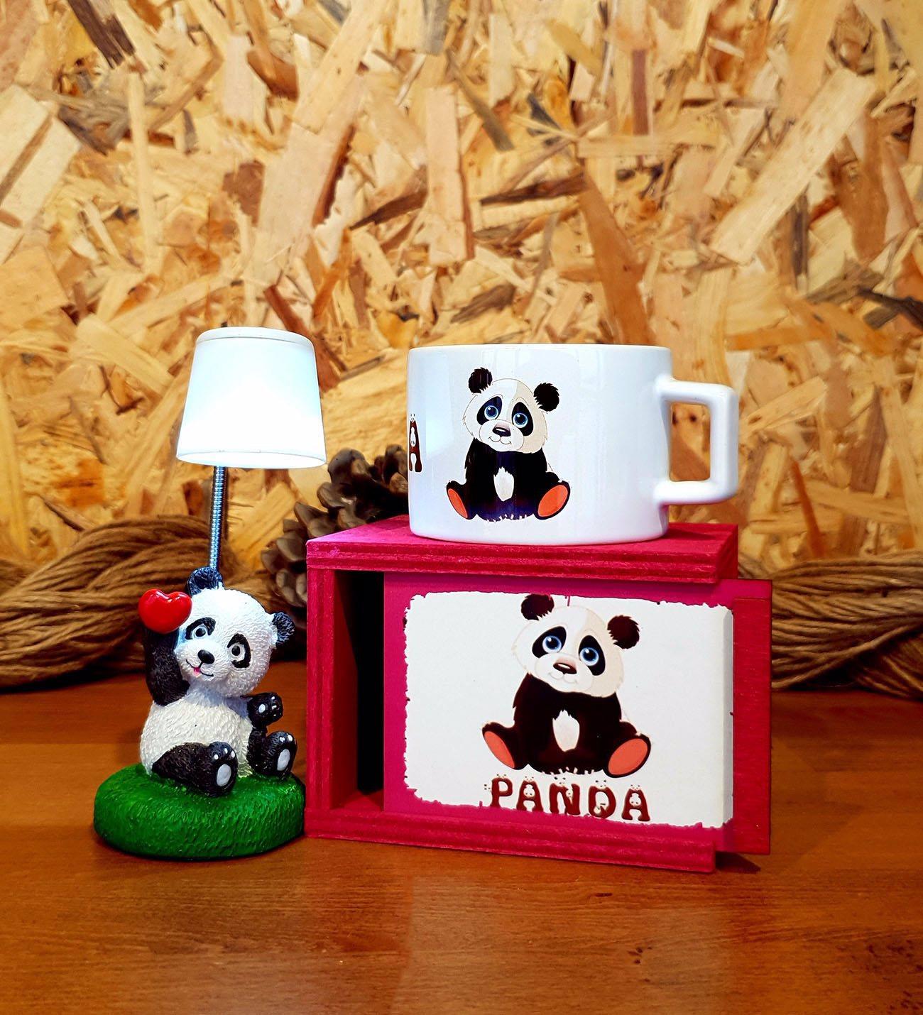 Sevimli Panda Masa Lambası Ve Kutulu Kupa Arkadaşa Hediye Seti BANYO GURUBU