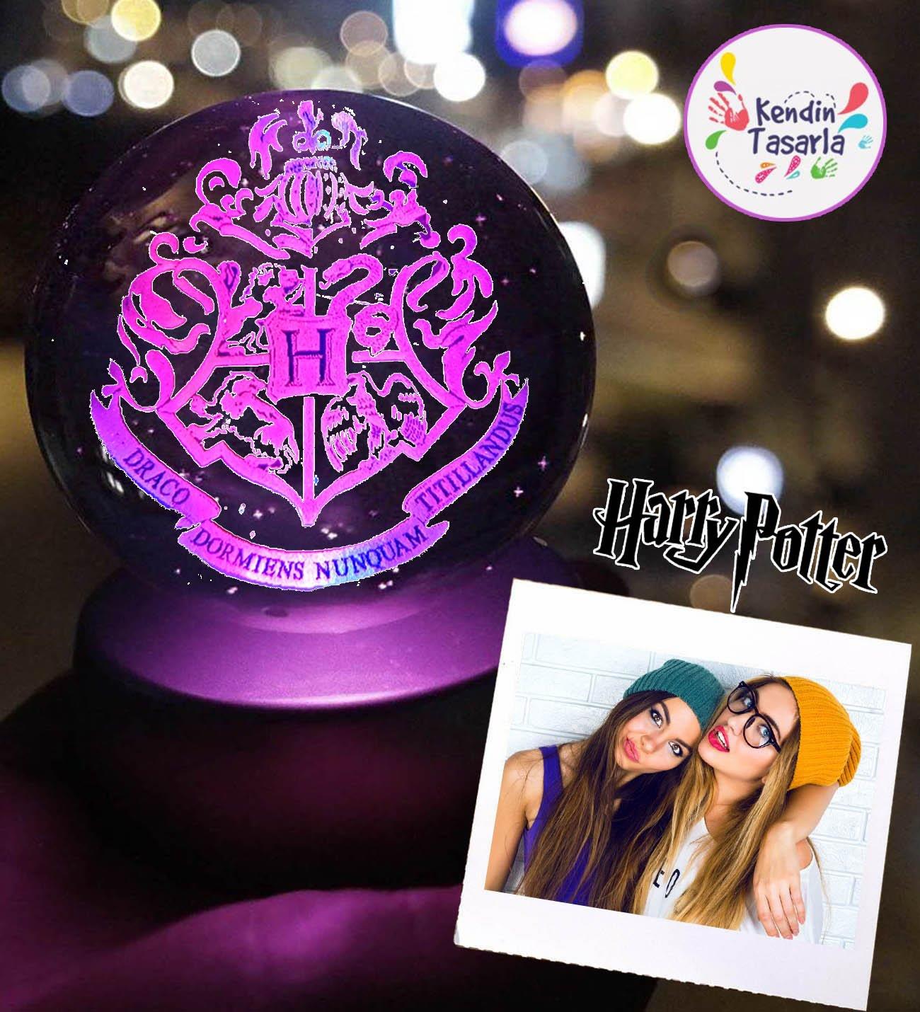 Kişiye Özel 3D Harry Potter Hogwarts Renk Değiştiren Işıklı Kristal Küre BANYO GURUBU