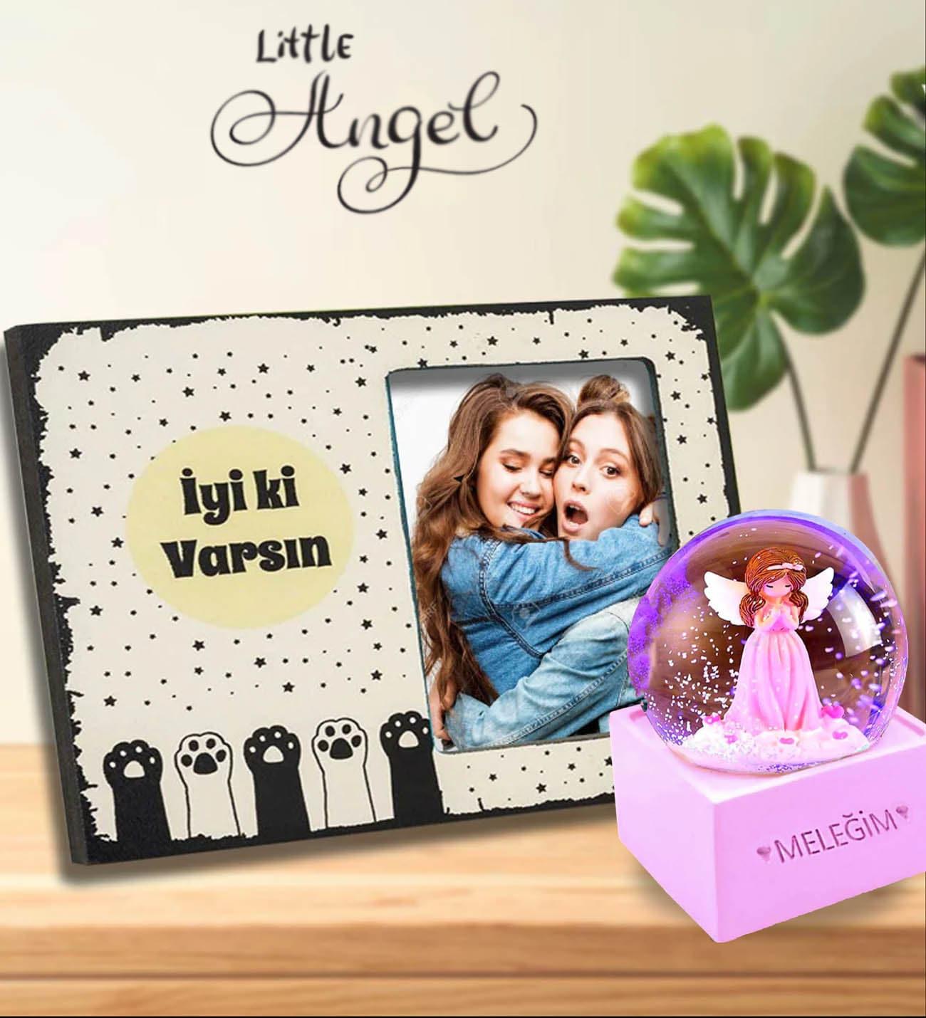 Kişiye Özel İyi Ki Varsın Çerçeve & Meleğim Işıklı Kar Küresi Arkadaşa Hediye BANYO GURUBU