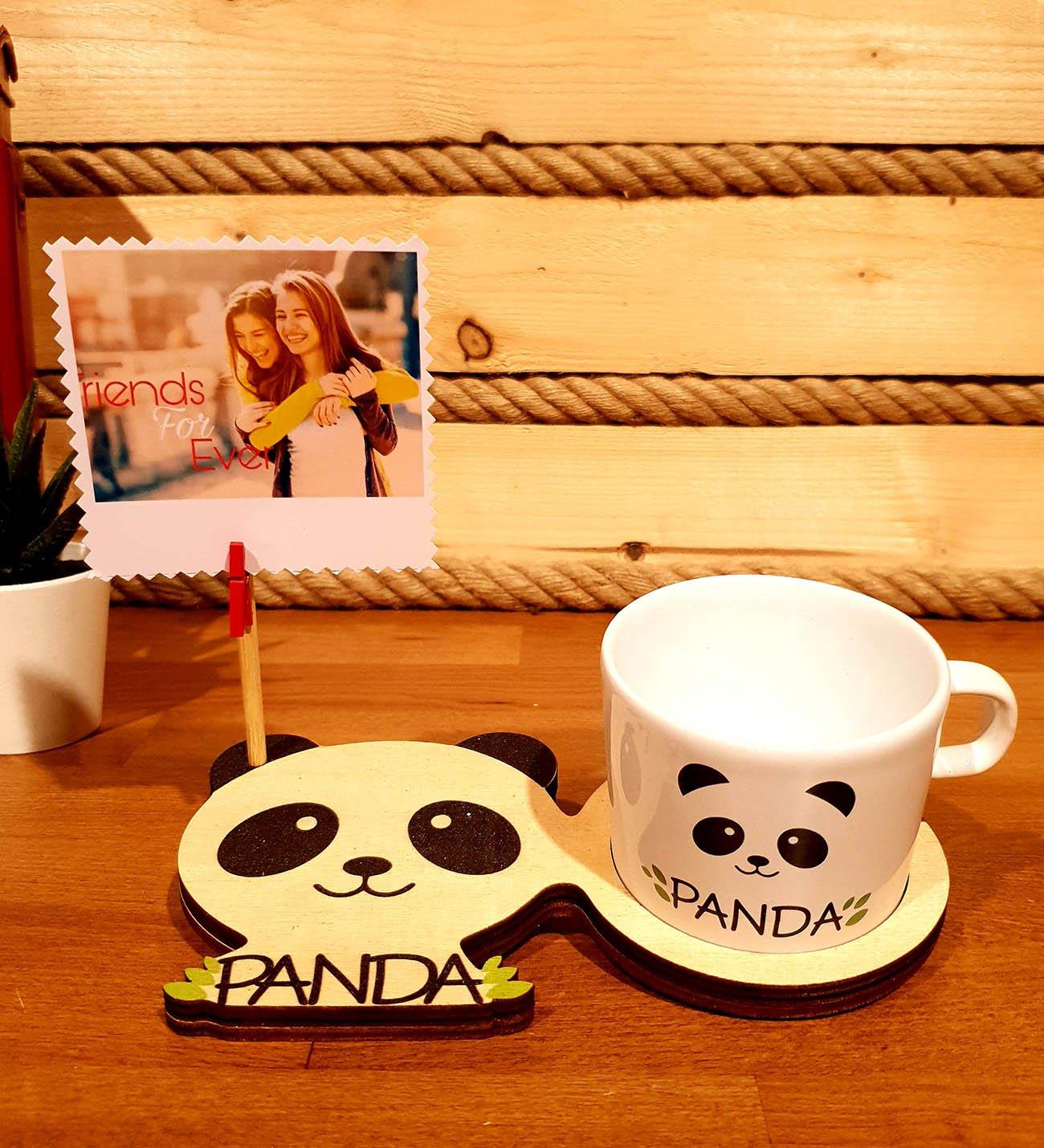 Kişiye Özel Sevimli Panda 3D Figürlü Kupa Arkadaşa Hediye BANYO GURUBU