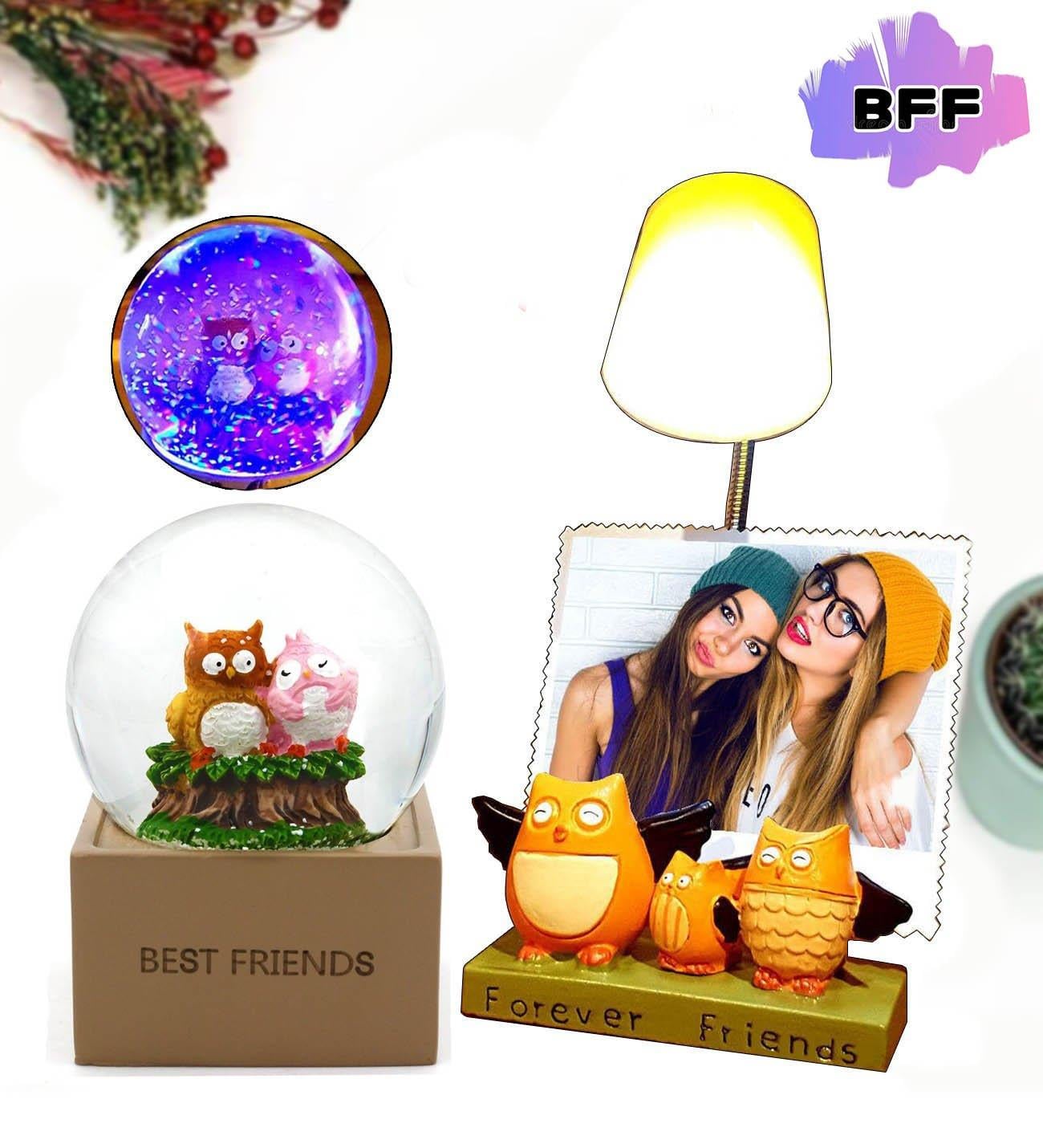 Best Friends Kar Küresi Ve Baykuş Masa Lambası Arkadaşa Hediye Seti DEKOR SAAT