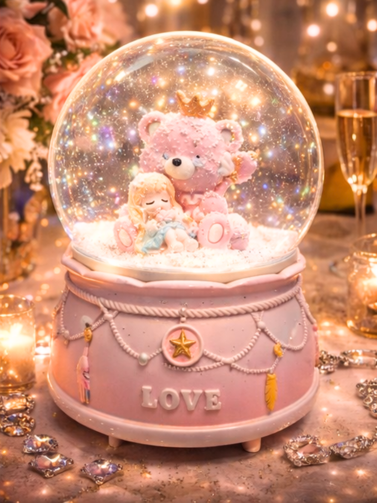 Melek Figürlü Kar Küresi – Romantik Angel Temalı Işıklı Müzikli Kar Küresi DOĞUM GÜNÜ HEDİYESİ
