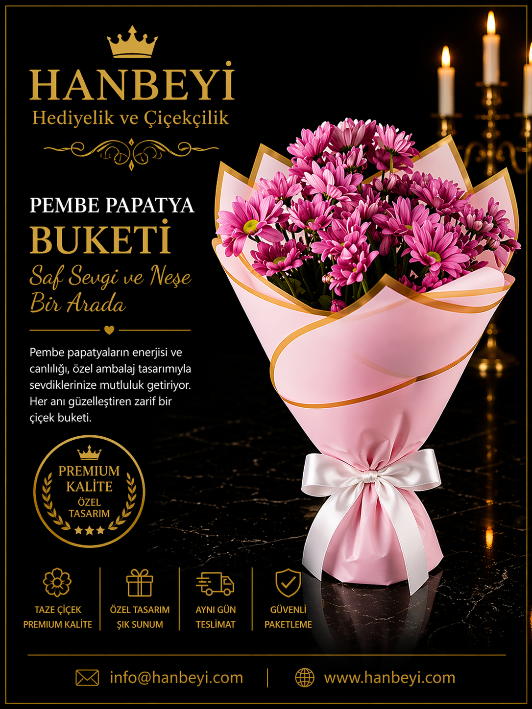 Pembe Papatya Buketi | Premium Zarafet Koleksiyonu Avcılar Çiçekçi