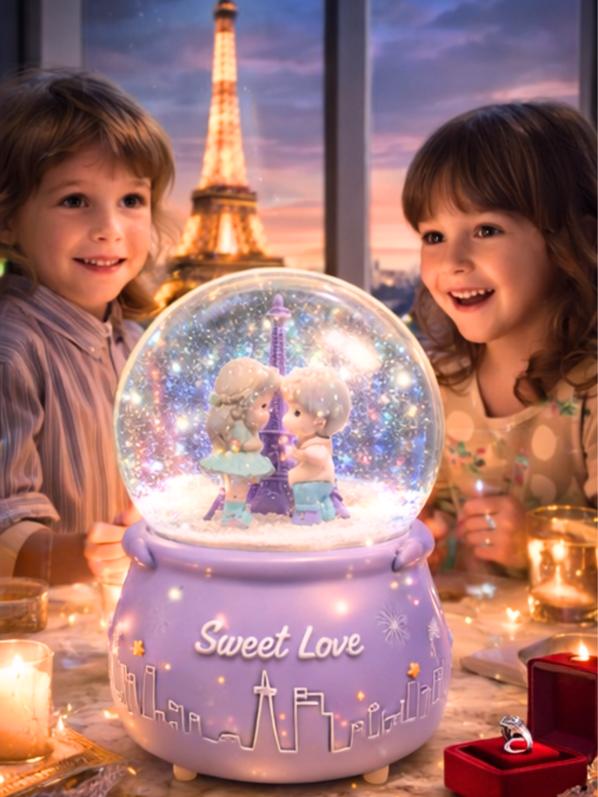 Sweet Aşk Kar Küresi – Romantik Sevgili Figürlü Işıklı Müzikli Kar Küresi DOĞUM GÜNÜ HEDİYESİ