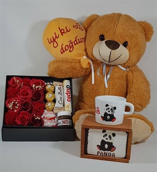 Doğum Günü Hediyesi Gül Kutusu Ferrero Çikolata İyiki Doğdun Ayıcık Kutulu Kupa HEDİYE
