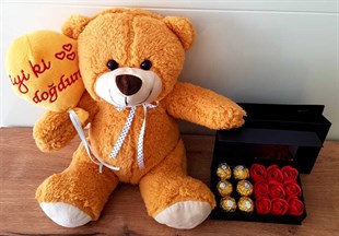 Doğum Günü Hediyesi Kırmızı Gül Kutusunda  Ferrero Rocher Çikolata Seti HEDİYE
