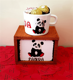 Sevgiliye Hediye Ayıcıklı Rocher ve Raffaello Çikolata Kutulu Panda Kupa Hediye HEDİYE