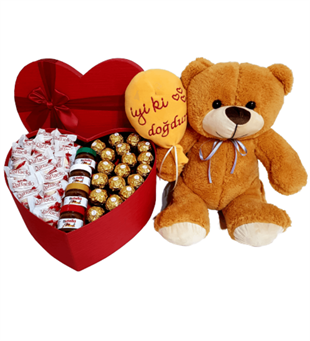 Doğum Günü Hediyesi, Kalp Kutu Karışık Çikolata Baykuş Yastık İyiki Doğdun Ayıcık HEDİYE