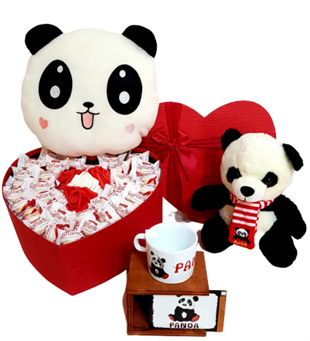 Sevgiliye Hediye Raffaello Çikolata Pelüş Panda Özel Set Panda Kutulu Kupa HEDİYE