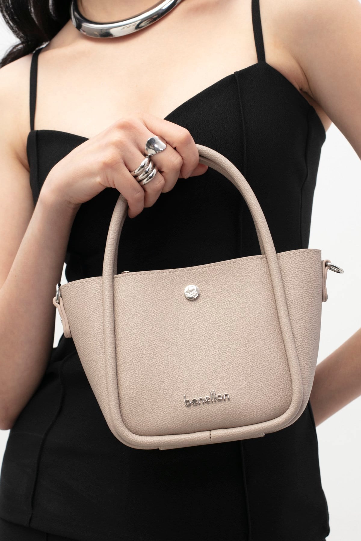 Benetton 1810 Kadın Deri Kol Çantası Ten