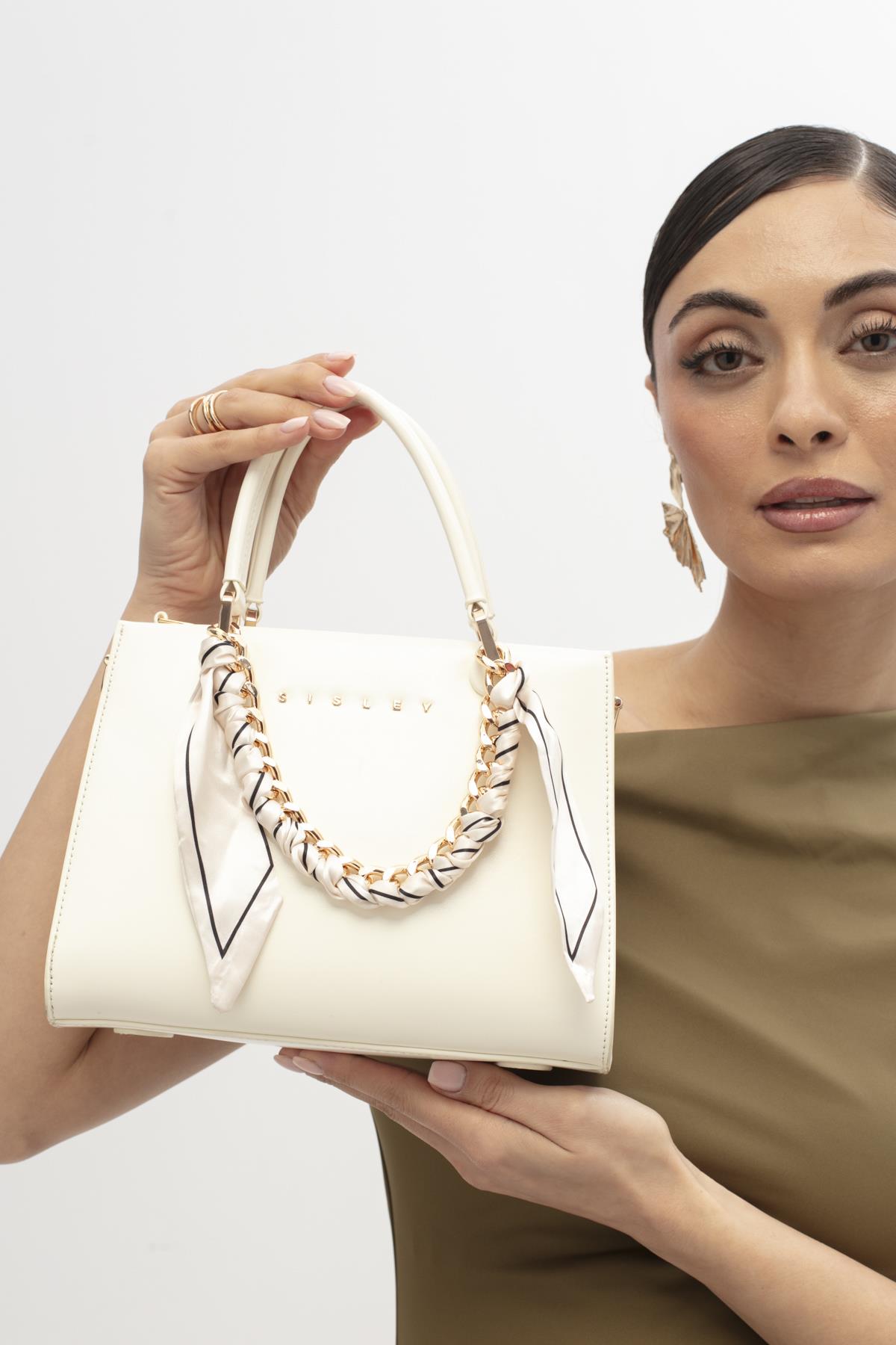 Sisley 368 Kadın Deri Kol Çantası Bej