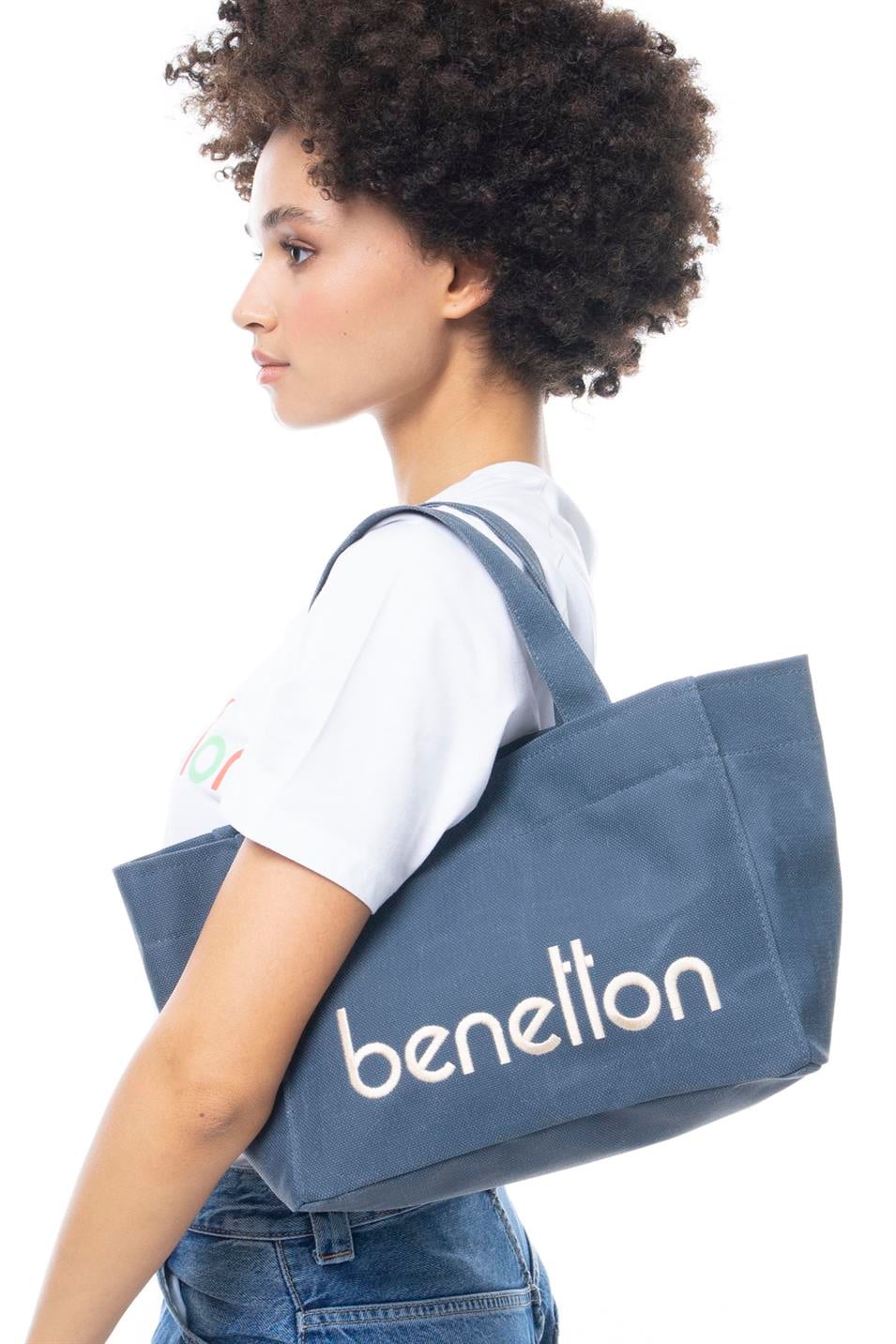 Benetton 1102 Kadın Kumaş Kol Çantası Lacivert