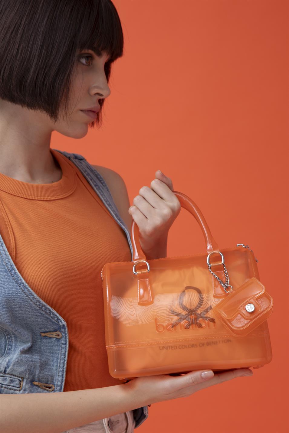 Benetton 1453 Kadın Plastik El Çantası Turuncu