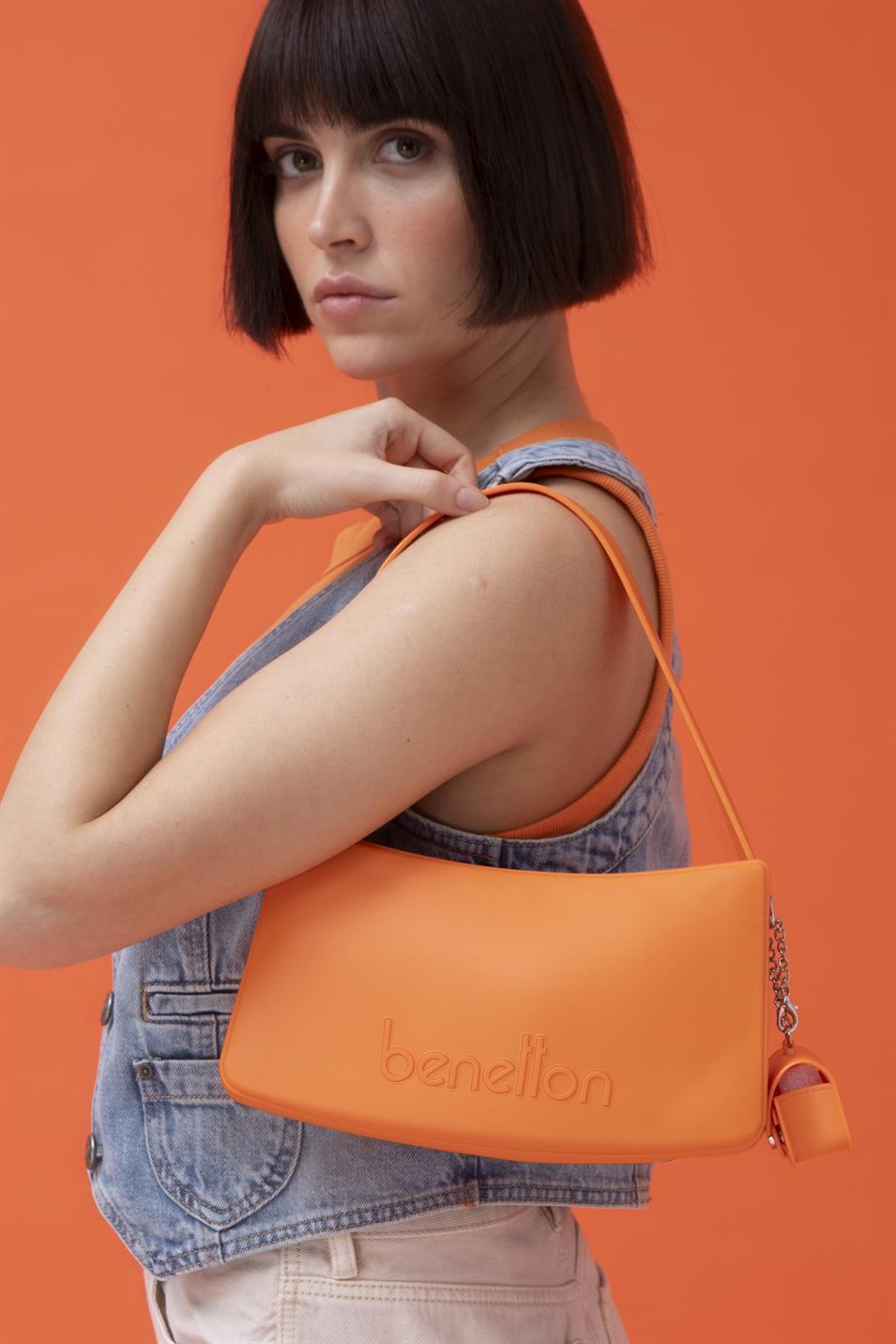 Benetton 1467 Kadın Plastik Kol Çantası Turuncu