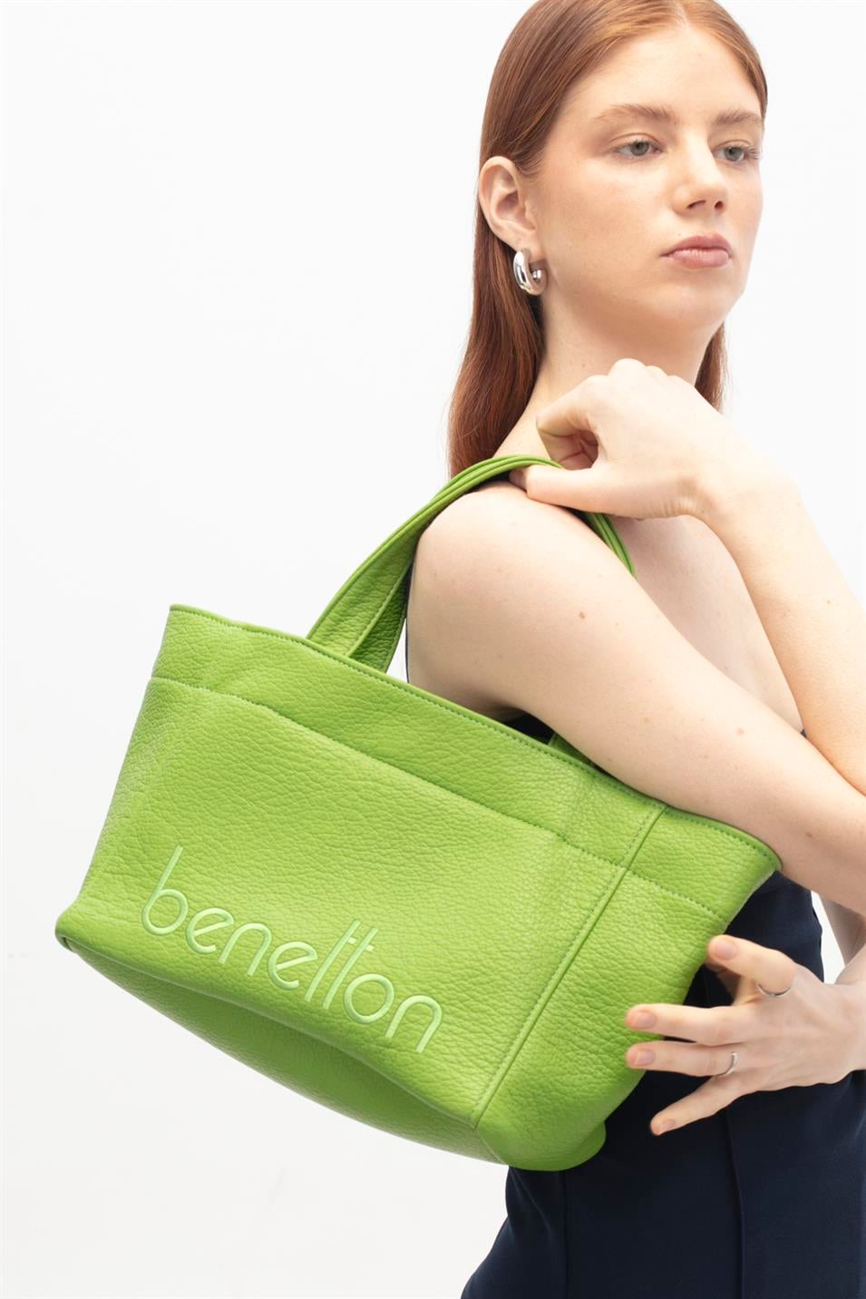 Benetton 1844 Kadın Deri Kol Çantası Yeşil