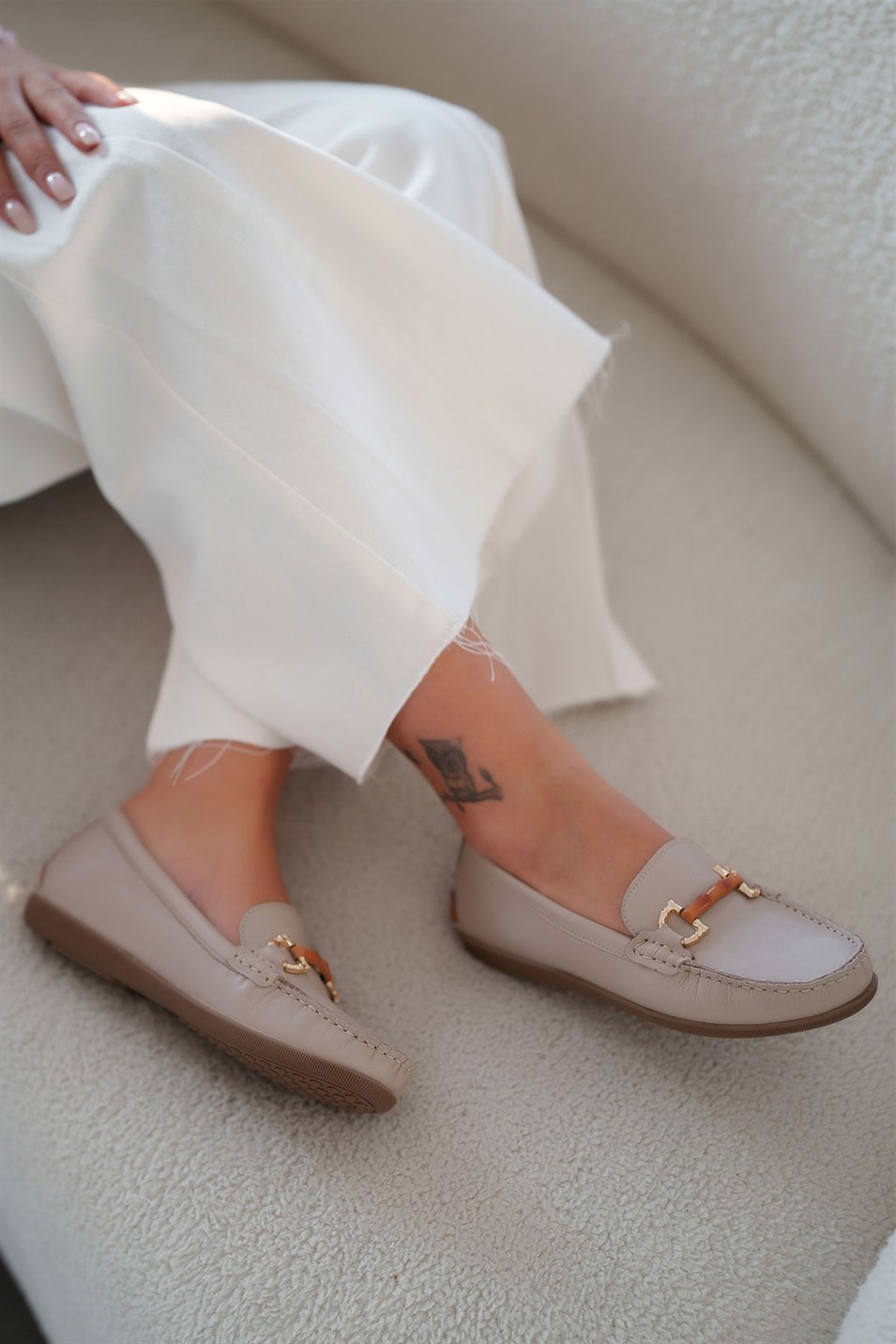 Cece Kadın Hakiki Deri Ortopedik Loafer Ayakkabı Silver