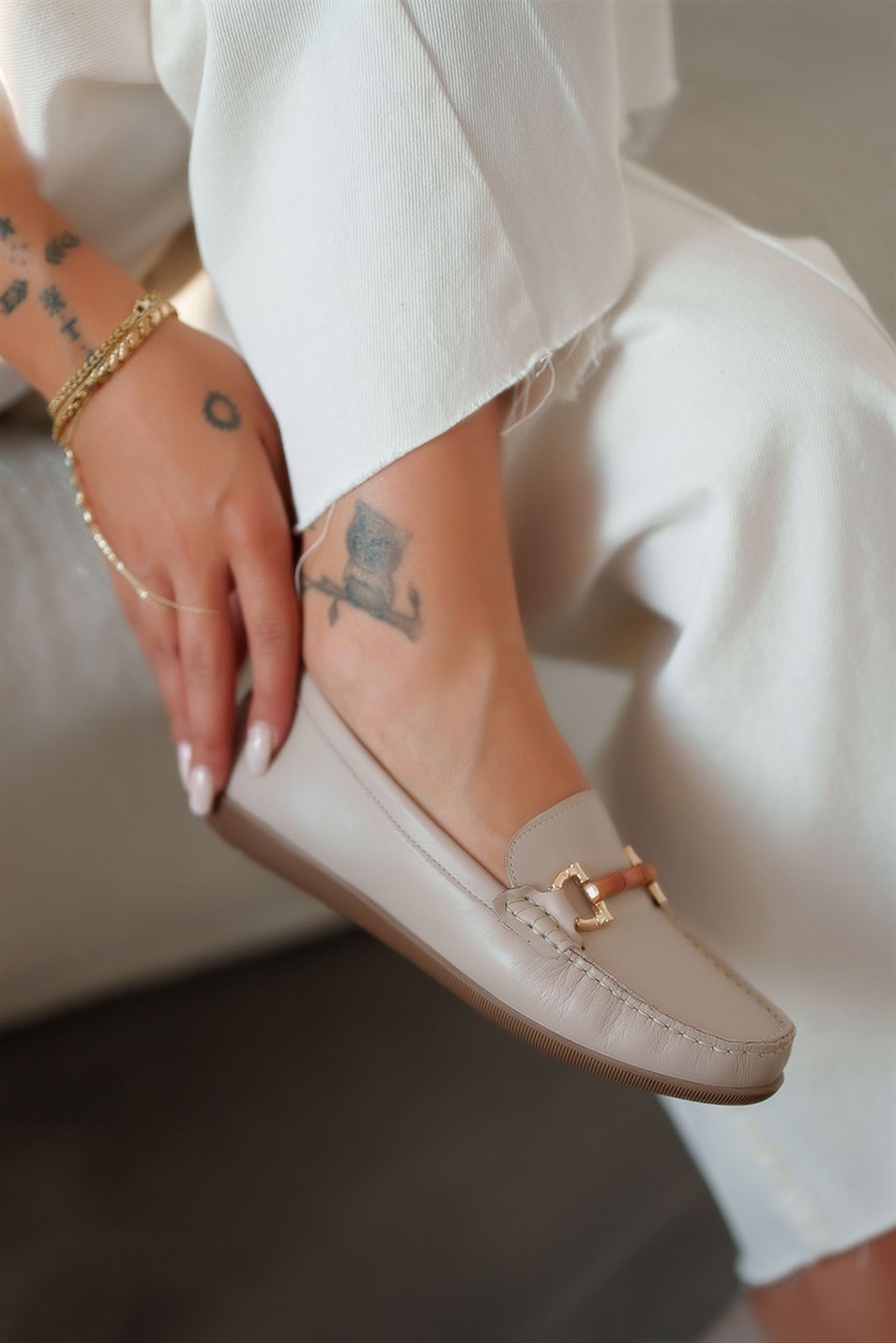 Cece Kadın Hakiki Deri Ortopedik Loafer Ayakkabı Silver