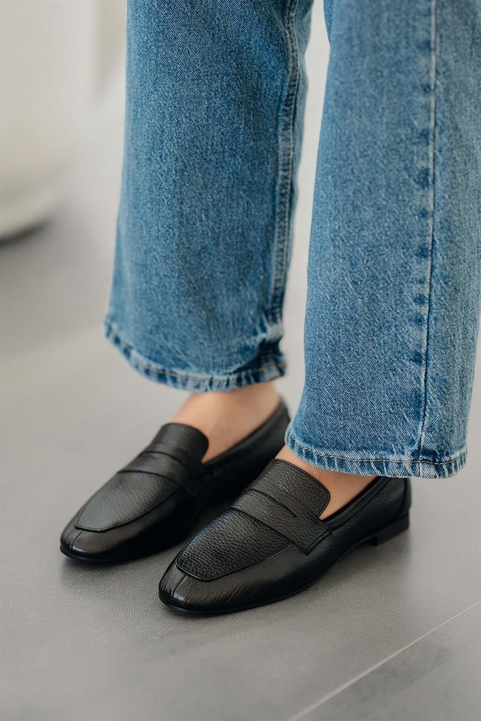 Gloria Kadın Hakiki Deri Loafer Ayakkabı Siyah