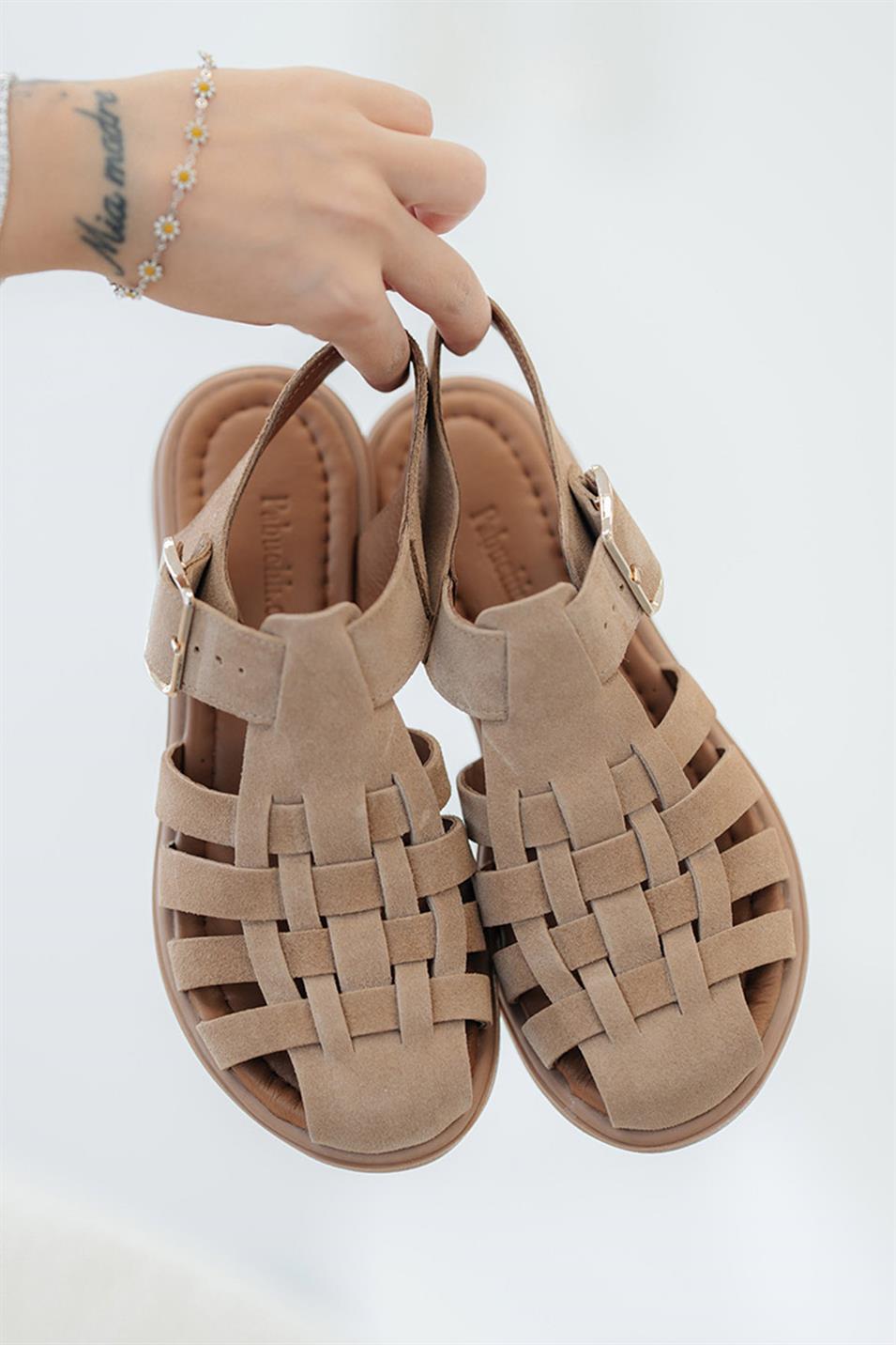 Legas Kadın Hakiki Süet Önü Kapalı Sandalet Camel